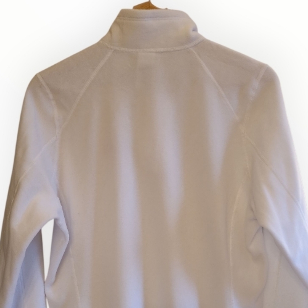 The North Face Polartec Classic 1/4 Zip Fleece Pullover Jacket White Pink Cancer - Picture 12 of 17